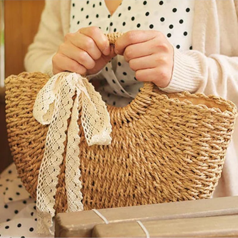 Classic Vintage Hand-woven Straw Women's Bag - Image 5