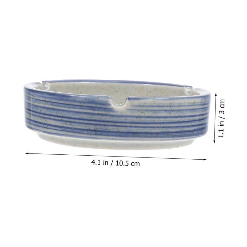 Blue Japanese Design Ceramic Ashtray Stylish Smoking Container Home Decor - Image 3
