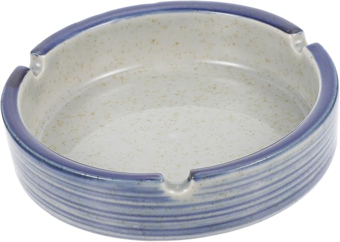Blue Japanese Design Ceramic Ashtray Stylish Smoking Container Home Decor - Image 1