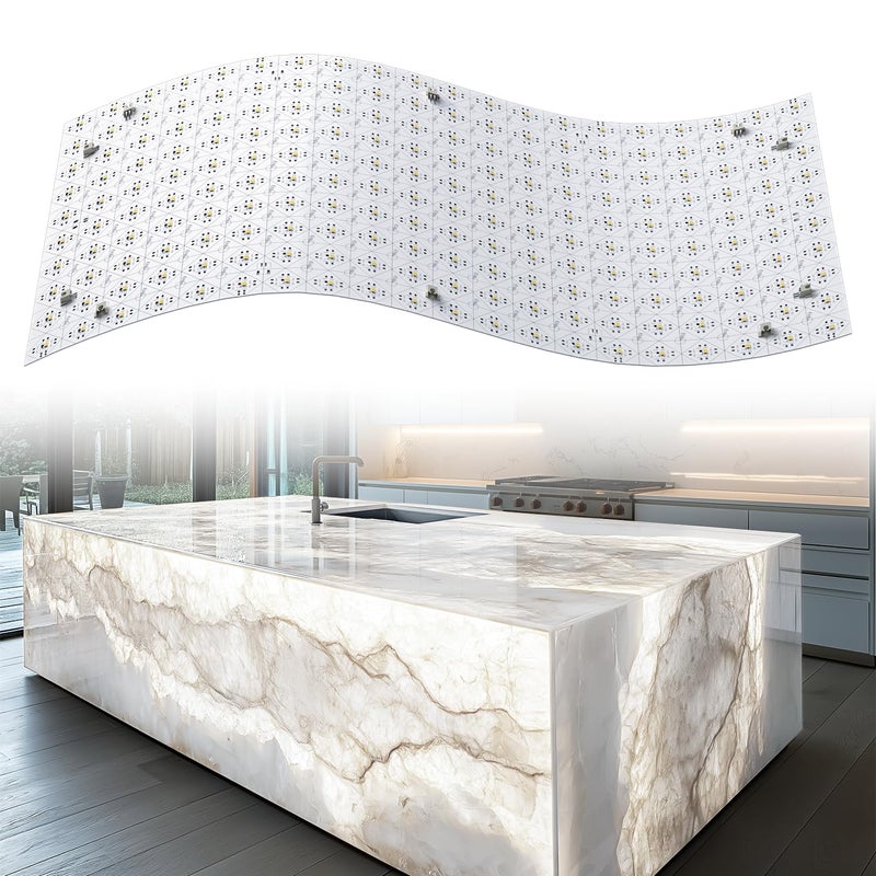 Lichaser 4 Pack LED Backlight Sheet White 6000K 24V 36W, Dimmable LED Panel Sheet Compatible with Alexa, Flexible Backlit Light Remote & APP Control, 19.7X9.7 Inch for Marble, Onyx, Quartz Countertop - Image 1