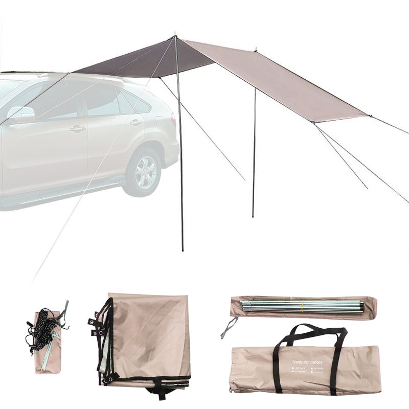 Canopy 300 X 200cm Khaki 210D Oxford Cloth With Silver Coating - Abrasion-Resistant UV Protection Beach Shelter for Camping Beach Picnic Sporting Events - Image 3