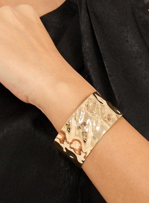 Styli Wide Cuffed Metallic Bangle