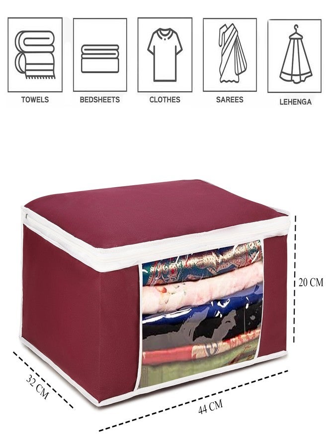 Wings Star Set of 12 Non-Woven Printed Saree Cover/Cloth Storage/Organizer with Transparent Window (Maroon) - Image 3