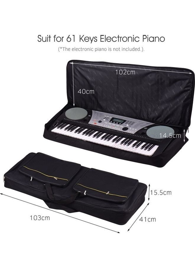 61 Keys Piano Keyboard Storage Bag,Portable Foldable Electric Piano Keyboard Case Bag with Ajustable Hand Straps and Two Side Bags,41x15.5x103cm,Black  - Image 2