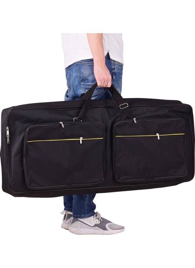 61 Keys Piano Keyboard Storage Bag,Portable Foldable Electric Piano Keyboard Case Bag with Ajustable Hand Straps and Two Side Bags,41x15.5x103cm,Black  - Image 1