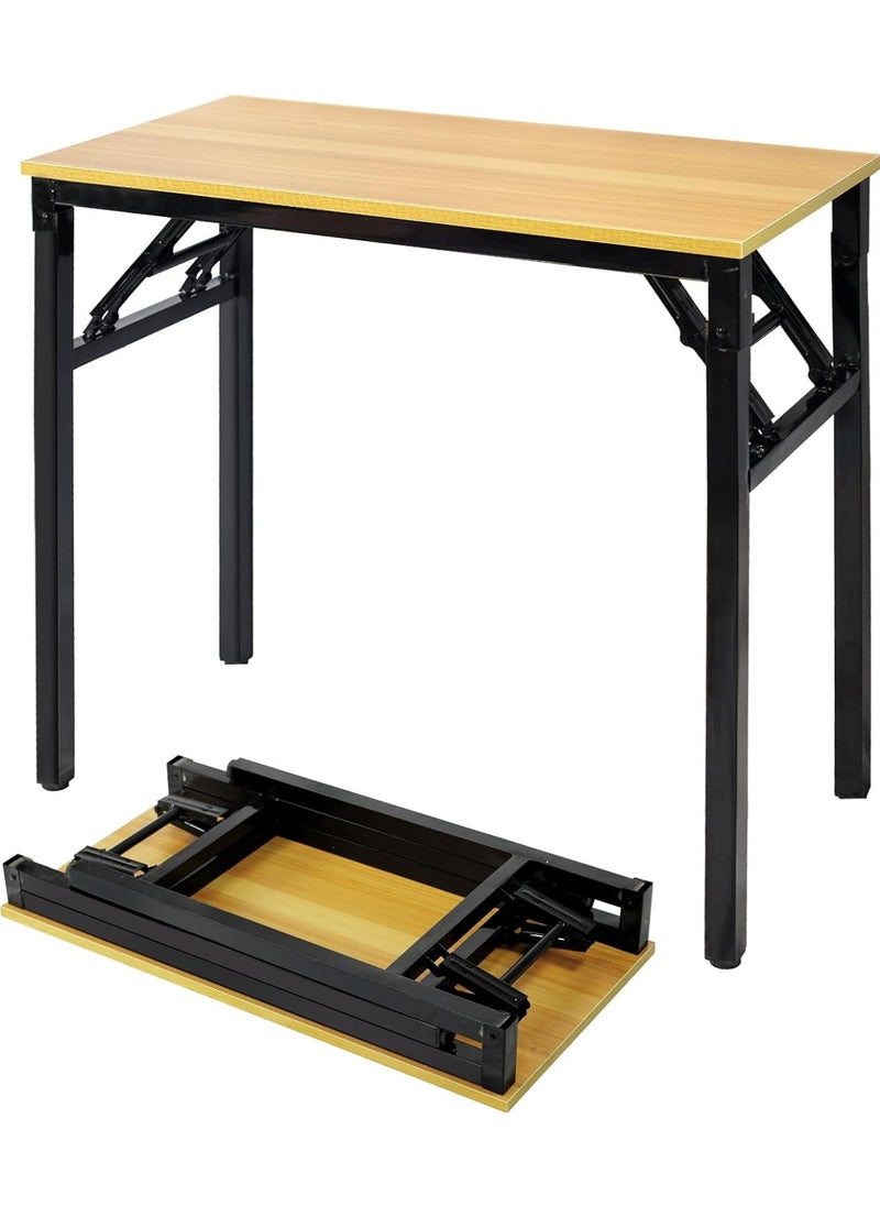 Cool Baby Style COOLBABY Folding Lightweight Stand Outdoor Camping Table Wooden Outdoor Folding Picnic Table  BBQ Party Folding Stand Table Yellow (80×40×75 cm)  - Image 1