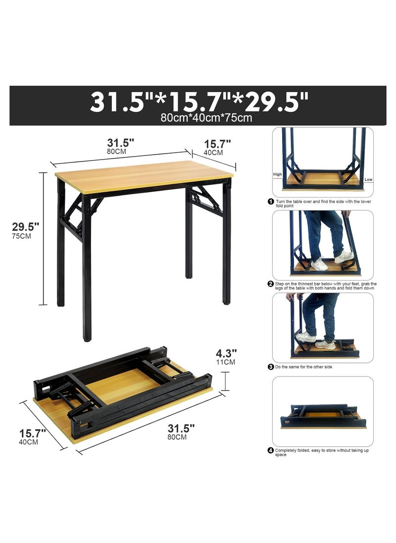 Cool Baby Style COOLBABY Folding Lightweight Stand Outdoor Camping Table Wooden Outdoor Folding Picnic Table  BBQ Party Folding Stand Table Yellow (80×40×75 cm)  - Image 2