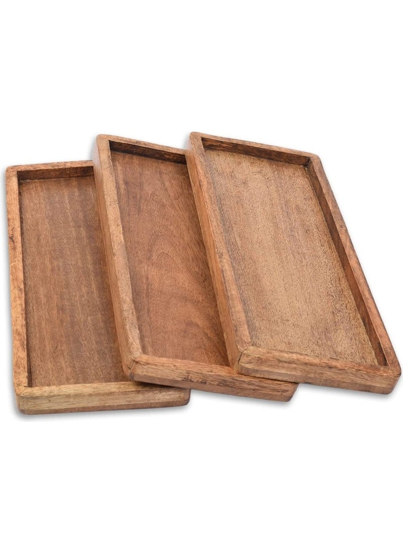 Alyones - Walnut Wooden Serving Platter Raised Edge Decorative Tray for Fruit Snacks Appetizers - Image 1