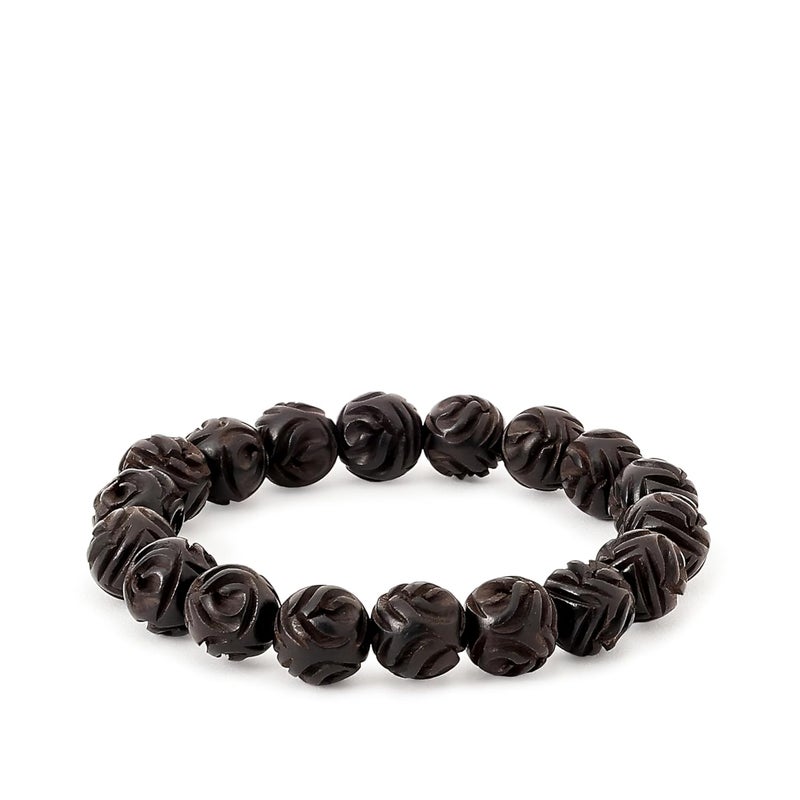 Divine Hindu Karungali Bracelet with Silver Caps | Authentic Ebony Wood Beads for Meditation and Healing | Stretchable Design for Men and Women - Image 1