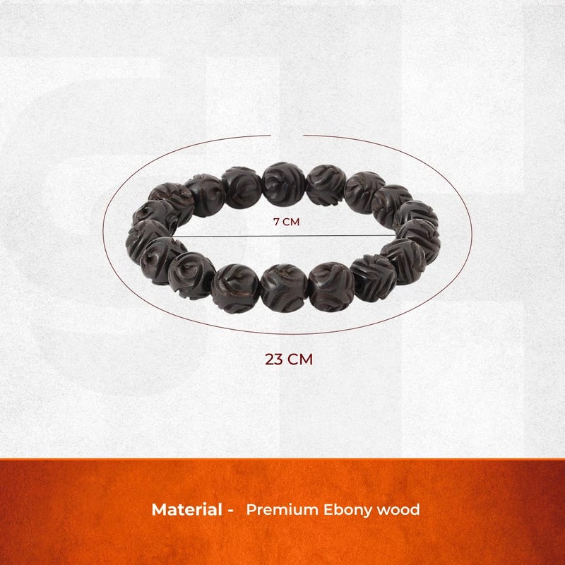 Divine Hindu Karungali Bracelet with Silver Caps | Authentic Ebony Wood Beads for Meditation and Healing | Stretchable Design for Men and Women - Image 2