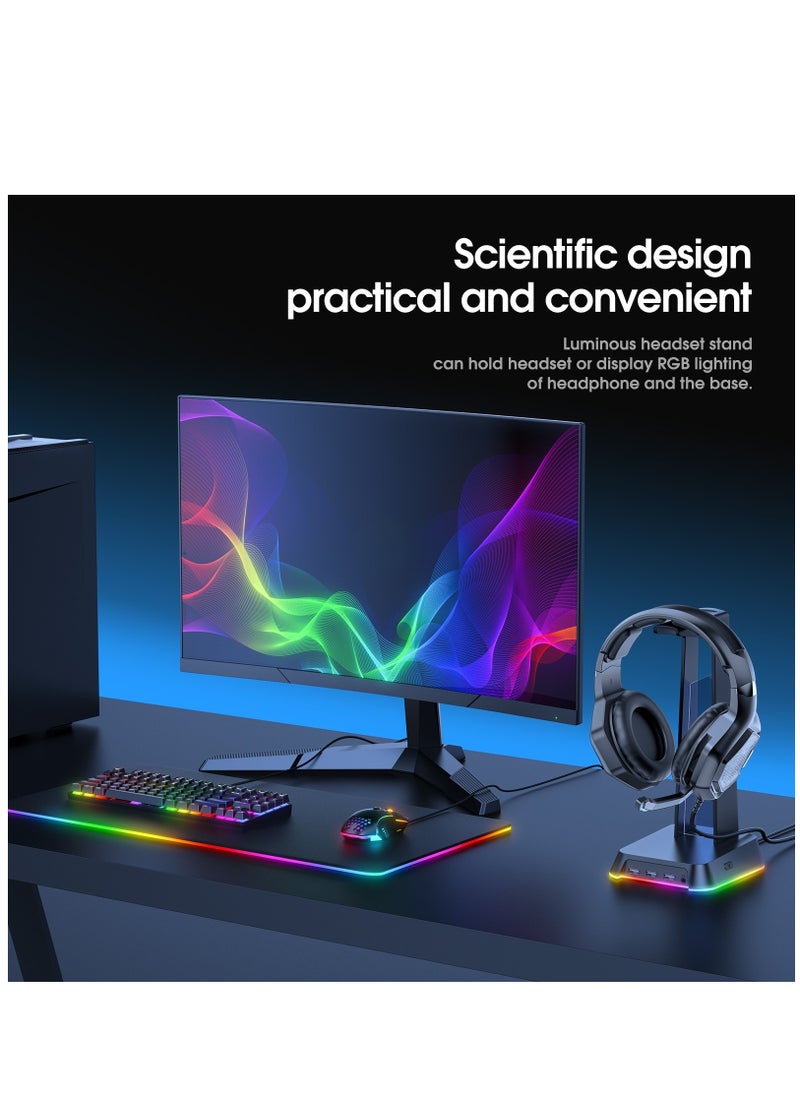 onikuma - ONIKUMA ST-2 Black with 2 USB + Audio Port Headphone Support Headphone Desk Holder Hanging Storage Accessories - Image 1