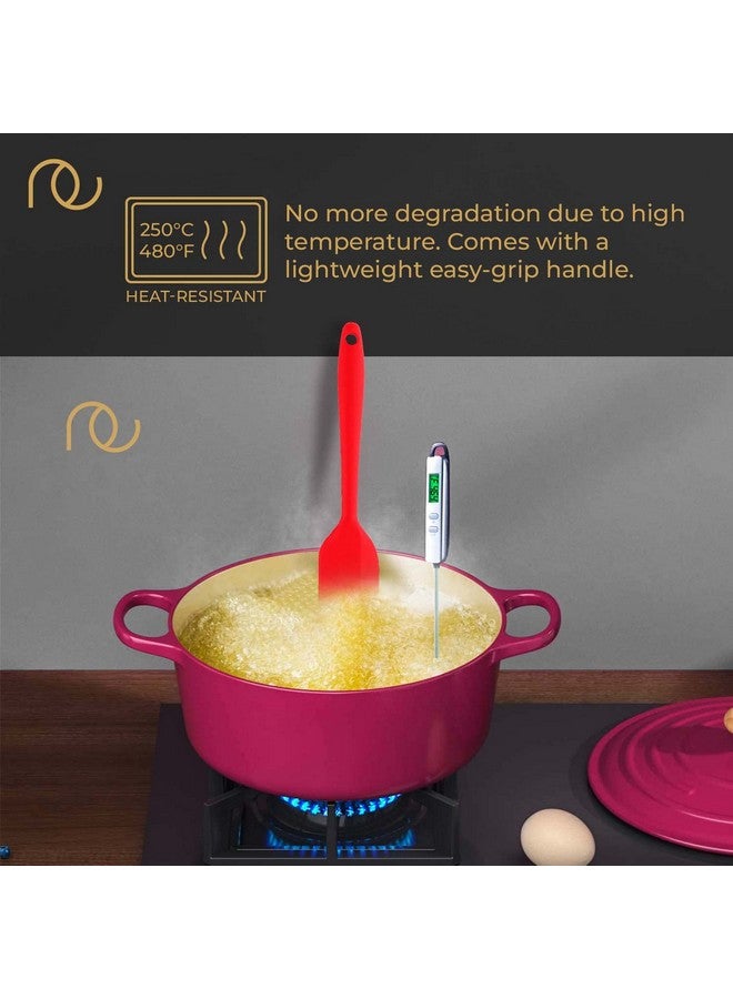 Frenchware (Set of 3, Red) Small Spatula, Small Spoon & Brush, Non-Stick Silicon Spatula Set for Cooking & Baking, Heat-Resistant -40°C to 230°C, Food-Grade & BPA-Free, Dishwasher Safe - Image 4