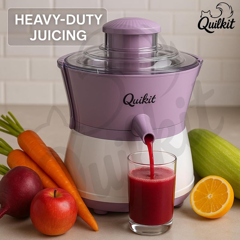 Quilkit آلة عصير كهربائية 550 واط | عصارة خضروات وفواكه بنمط ضغط بارد وعزم دوران عالي للجزر، الشمندر، القرع المر والمزيد | تحكم بثلاث سرعات، شفرات من الفولاذ المقاوم للصدأ، سهلة التنظيف - Image 3