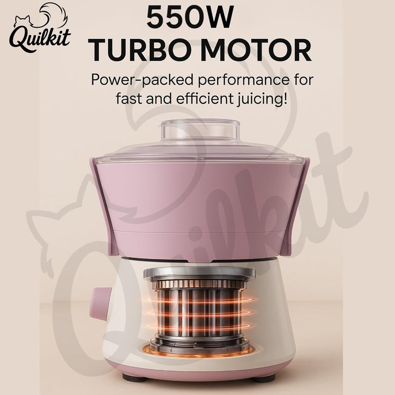 Quilkit آلة عصير كهربائية 550 واط | عصارة خضروات وفواكه بنمط ضغط بارد وعزم دوران عالي للجزر، الشمندر، القرع المر والمزيد | تحكم بثلاث سرعات، شفرات من الفولاذ المقاوم للصدأ، سهلة التنظيف - Image 4