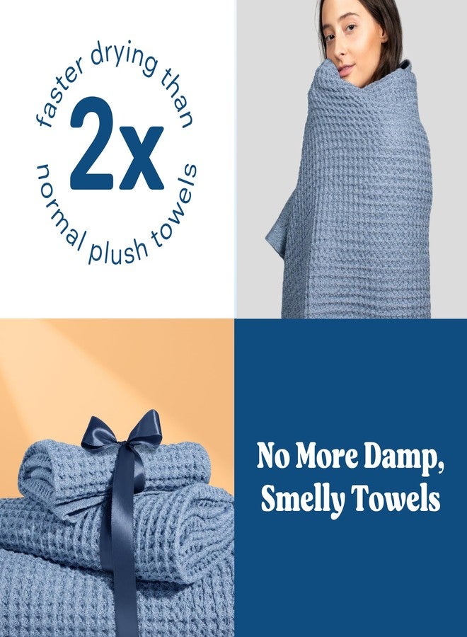 ONSEN Supima® Waffle Face Towels, Quick Dry Lint Free 100% USA Cotton, Lightweight Absorbent Face Towel Set, 12x12 in (Denim Blue, Face Towel 2-Pack) - Image 4
