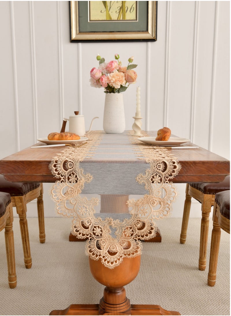 Generic Modern, American, European-Style, Aesthetic, Luxury, Hollow Out, Grey Yellow Tablecloth Table Runner, Coffee Table, Tv Cabinet  - Image 2
