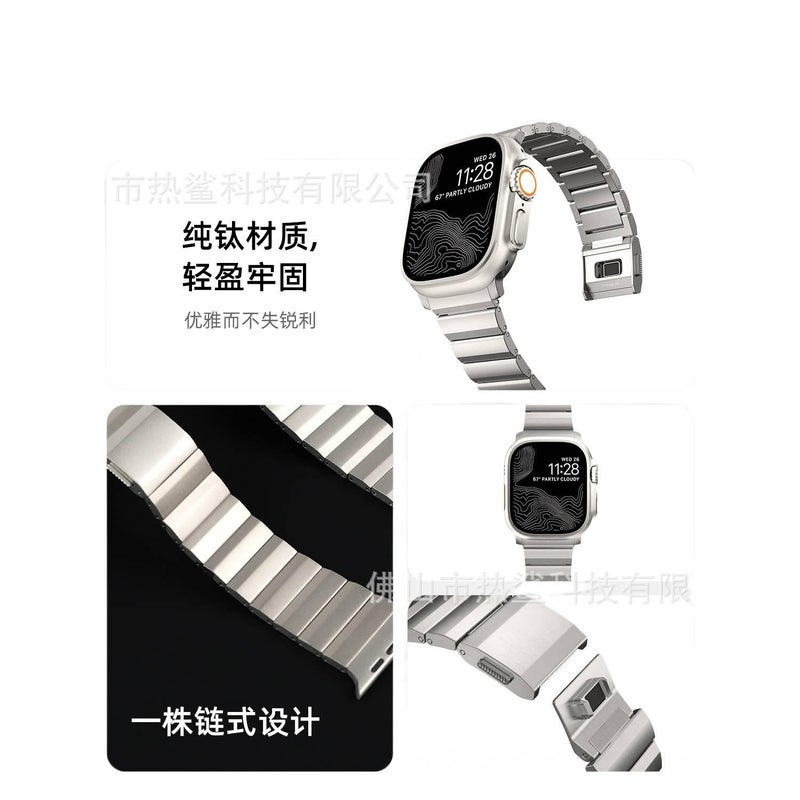 سوار ساعة ذكية سوار معدني من الستانلس ستيل متوافق باللون ذهبي قابل للتعديل مع Apple Watch 42/44/45/49mm بملاءمة قابلة للتعديل وحزام بديل بتصميم معدني أنيق - Image 4