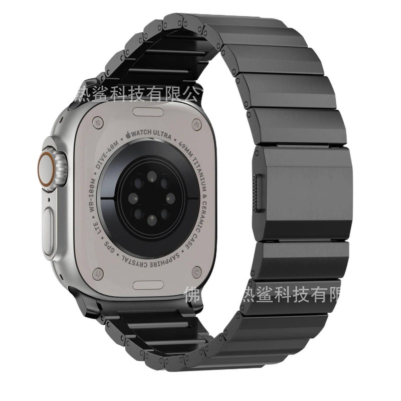 سوار ساعة ذكية سوار معدني من الستانلس ستيل متوافق باللون ذهبي قابل للتعديل مع Apple Watch 42/44/45/49mm بملاءمة قابلة للتعديل وحزام بديل بتصميم معدني أنيق - Image 1
