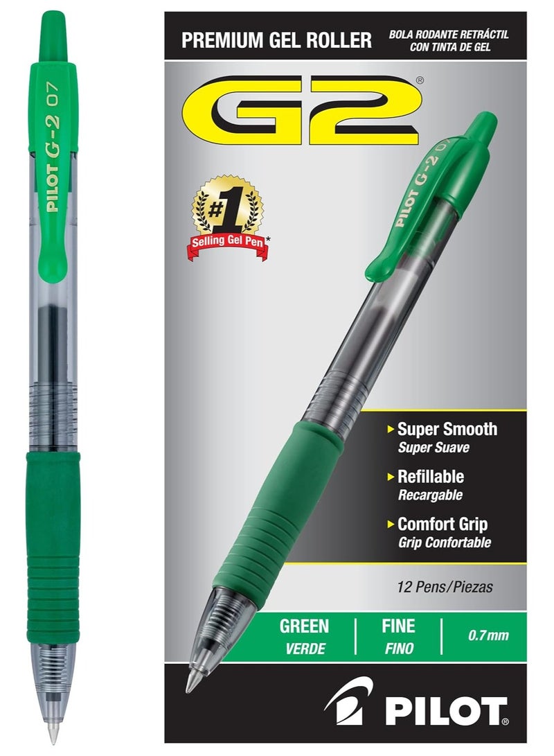 بايلوت أقلام جل من بايلوت G2 حبر أخضر ذو نقاط دقيقة 12 قلمًا