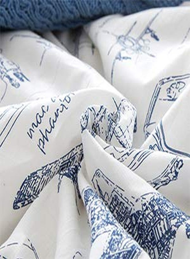CLOTHKNOW طقم غطاء لحاف كوين للأطفال من كلوث نو، أبيض وأزرق، بتصميم سيارات، طقم مفروشات، غطاء لحاف كوين، غطاء لحاف برسومات كرتونية، طقم غطاء لحاف - Image 3