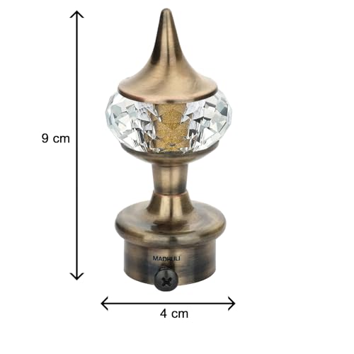 Madhuli Diamond Curtain Bracket, Curtain Finial, Curtain Accessories, Antique Finish Curtain Bracket With Support, Curtain Bracket, Window Curtain Bracket, Home Decor Curtain Bracket (1 Pair) - Image 2