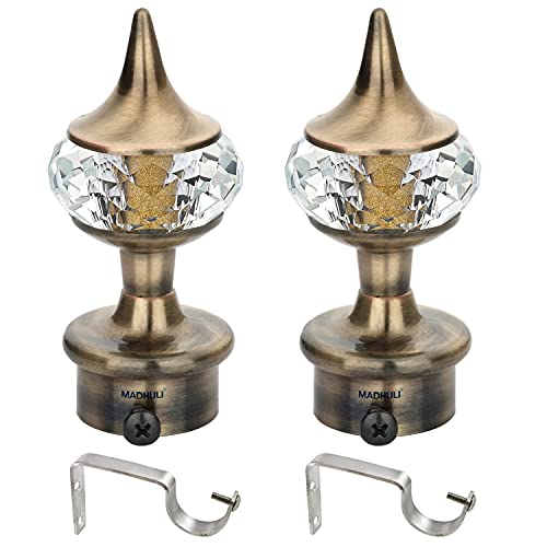 Madhuli Diamond Curtain Bracket, Curtain Finial, Curtain Accessories, Antique Finish Curtain Bracket With Support, Curtain Bracket, Window Curtain Bracket, Home Decor Curtain Bracket (1 Pair) - Image 1
