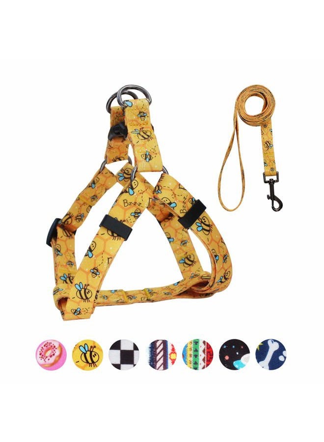 QQPETS Dog Harness Leash Set Adjustable Heavy Duty No Pull Halter Harnesses for Small Medium Large Breed Dogs Back Clip Anti-Twist Perfect for Walking (M(19"-26" Chest Girth), Yellow Bee) - Image 1