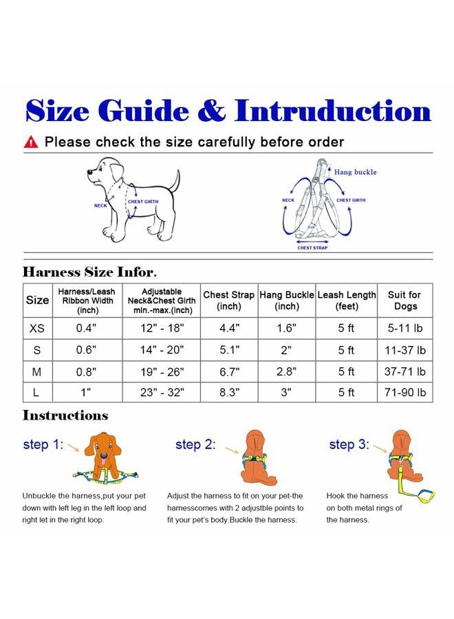 QQPETS Dog Harness Leash Set Adjustable Heavy Duty No Pull Halter Harnesses for Small Medium Large Breed Dogs Back Clip Anti-Twist Perfect for Walking (M(19"-26" Chest Girth), Yellow Bee) - Image 5