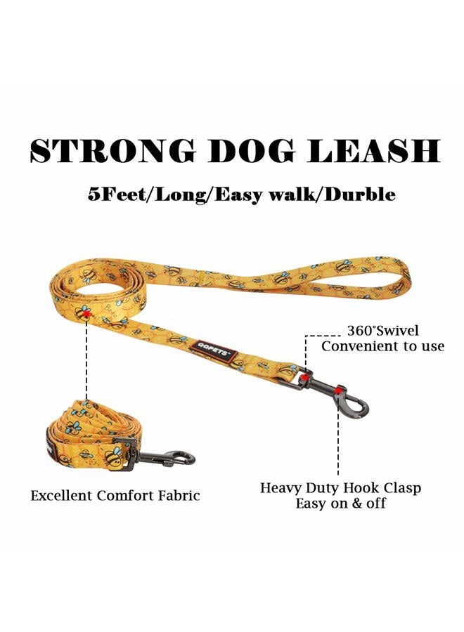 QQPETS Dog Harness Leash Set Adjustable Heavy Duty No Pull Halter Harnesses for Small Medium Large Breed Dogs Back Clip Anti-Twist Perfect for Walking (M(19"-26" Chest Girth), Yellow Bee) - Image 3