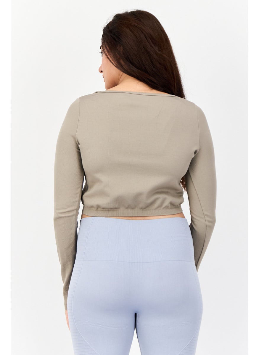 Reebok Women Sportswear Fit Long Sleeve Outdoor T-Shirt, Grey  - Image 3