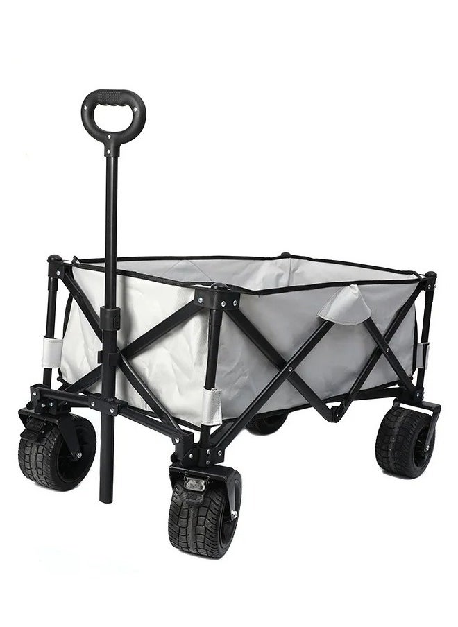 Foldable shopping cart with handle and brakes that holds a weight of up to 150 kg