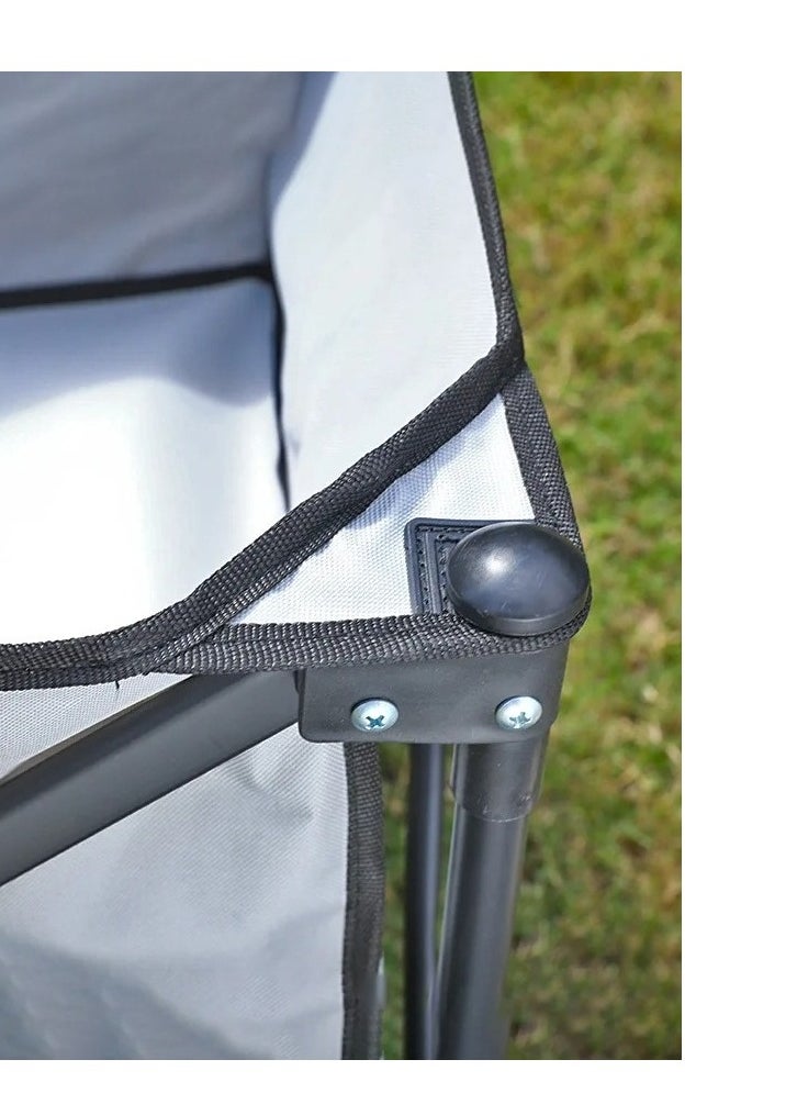 Foldable shopping cart with handle and brakes that holds a weight of up to 150 kg