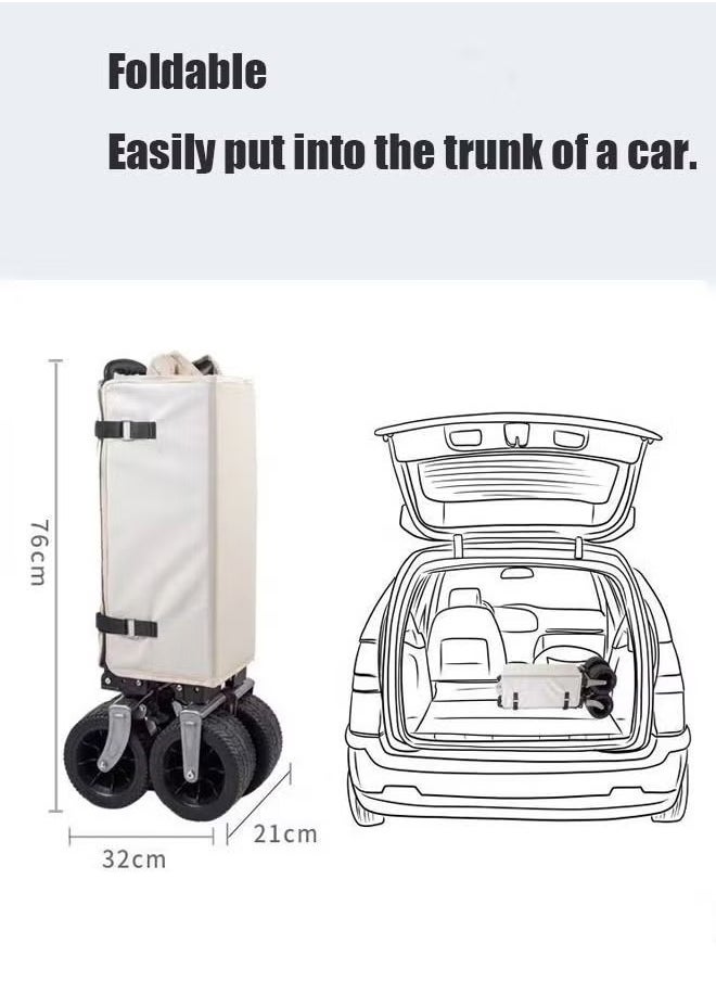 Foldable shopping cart with handle and brakes that holds a weight of up to 150 kg