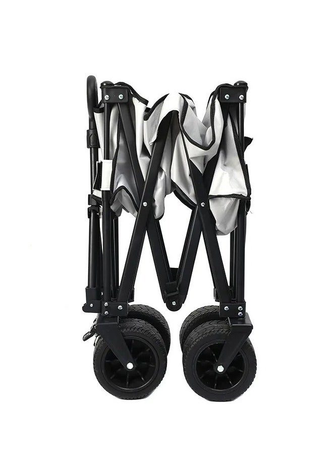 Foldable shopping cart with handle and brakes that holds a weight of up to 150 kg