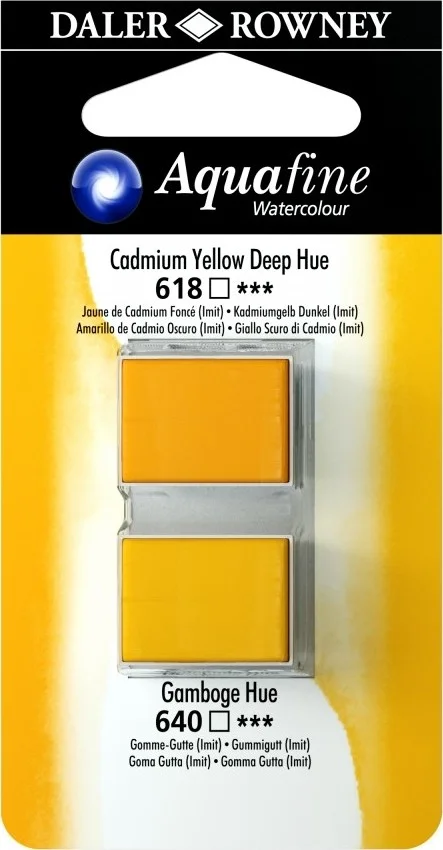 Daler Rowney Aquafine 618-640 Stone Watercolor 2-pack Cadmium Yellow Deep Hue Gamboge Hue