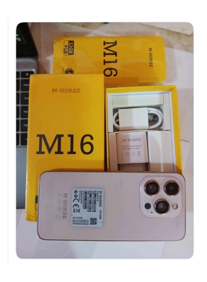 إم-هورس هاتف ذكي M-HORSE M16، ذاكرة وصول عشوائي (RAM) سعة 4 جيجابايت، سعة تخزين 32 جيجابايت، شاشة 6.6 بوصة (لون تيتانيوم ذهبي) - Image 2