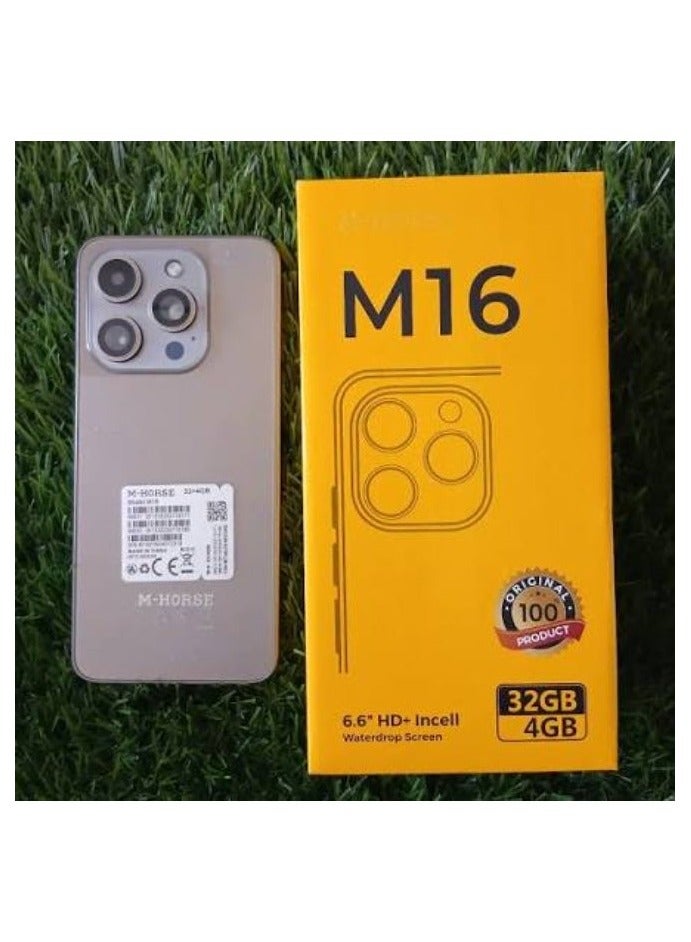 إم-هورس هاتف ذكي M-HORSE M16، ذاكرة وصول عشوائي (RAM) سعة 4 جيجابايت، سعة تخزين 32 جيجابايت، شاشة 6.6 بوصة (لون تيتانيوم ذهبي) - Image 3