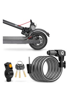 Scooter Lock Cable, Fit for Xiaomi Mijia M365 ES Series, Bicycle Combination Locks Coiled Chain Lock Basic Self Coiling Core Steel Wire 4 ft Long 1/3 inch Fit for M365/ES1/ES2/ES3/ES4