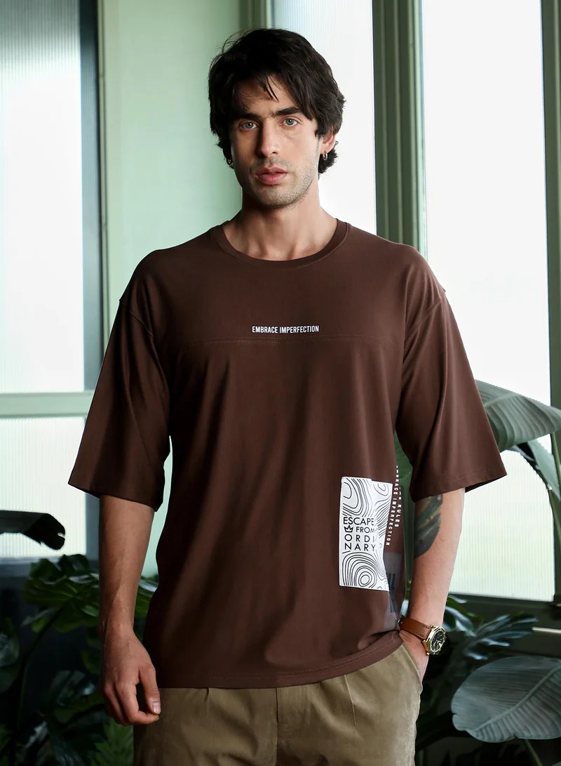 CAHOOT Men's Dark Chocolate Plain/Basic T-Shirt For Casual Wear | Crew Neck | Short Sleeve | Pull On Closure | Cotton Blend T-Shirt Crafted With Comfort Fit For Everyday Wear