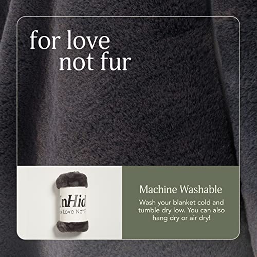 UnHide Lil’ Marsh Faux Fur Blanket - Lightweight, Soft Throw Blanket - Machine Washable - Ideal for Bed, Couch, or Reading Chair- Small (50" x 60") Charcoal Charlie - Image 3