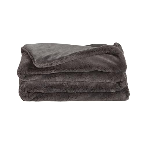 UnHide Lil’ Marsh Faux Fur Blanket - Lightweight, Soft Throw Blanket - Machine Washable - Ideal for Bed, Couch, or Reading Chair- Small (50" x 60") Charcoal Charlie - Image 1