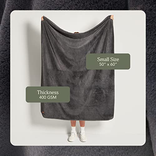 UnHide Lil’ Marsh Faux Fur Blanket - Lightweight, Soft Throw Blanket - Machine Washable - Ideal for Bed, Couch, or Reading Chair- Small (50" x 60") Charcoal Charlie - Image 2