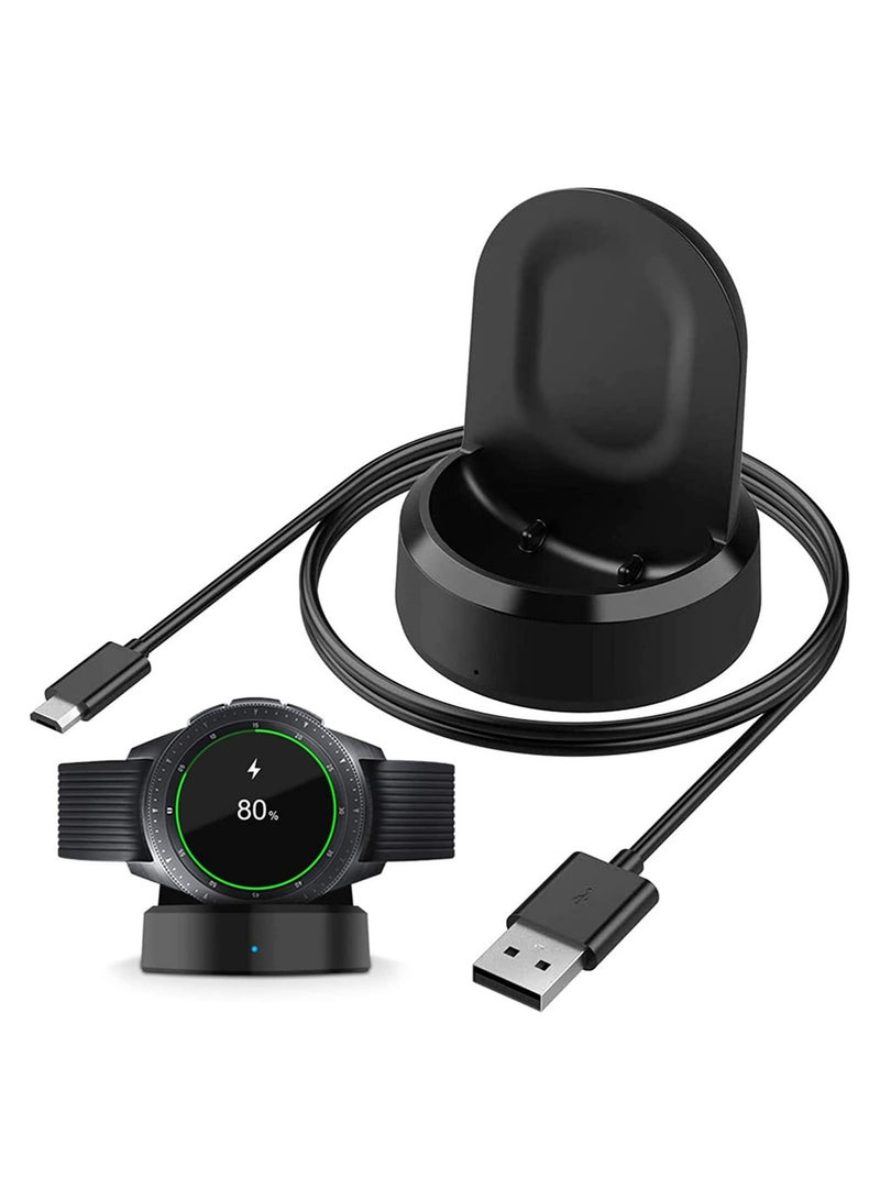 Charger for Samsung Galaxy Watch 42mm 46mm, Wireless Fast Charger Dock for Samsung Galaxy Smart Watch gear S3 Portable Charging Cradle Dock Charger stand with USB Cable(Black)  - Image 1
