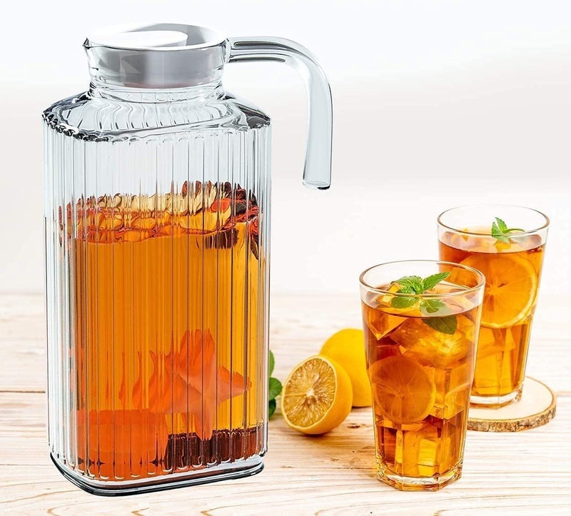 Home Essentials & Beyond Fridge Pitcher Set of 2â€“ 60 OZ. Glass Water Pitcher with Lid By Home Essentials & Beyond Practical and Easy to use. Great for Lemonade, Iced Tea, Milk, Cocktails and more Beverages. - Image 5