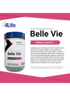4life 4Life Transfer Factor Belle Vie - Supports Women's Reproductive Health with Phytoestrogen Blend of Kudzu, Flax, and Red Clover - 60 Veggie Capsules  - Image 3