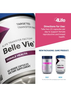 4life 4Life Transfer Factor Belle Vie - Supports Women's Reproductive Health with Phytoestrogen Blend of Kudzu, Flax, and Red Clover - 60 Veggie Capsules  - Image 4