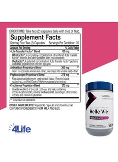 4life 4Life Transfer Factor Belle Vie - Supports Women's Reproductive Health with Phytoestrogen Blend of Kudzu, Flax, and Red Clover - 60 Veggie Capsules  - Image 2