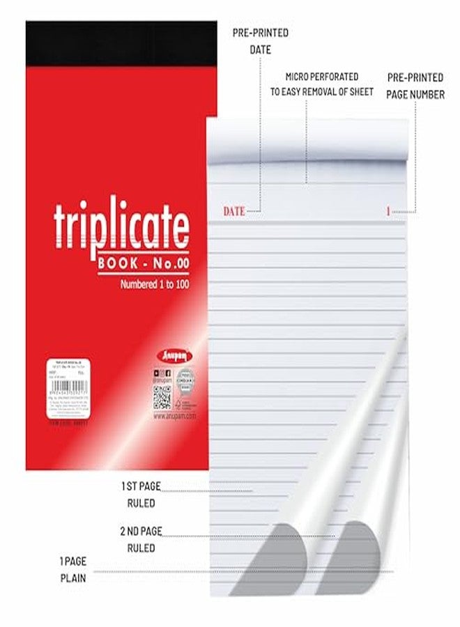 Anupam 11x19 cm Size Triplicate Book with Carbon & Index Ruled Sheets Pad for Replicate, Record, Organize and Work Order Receipt Book (Size : 00, Pack of 1) - Image 4