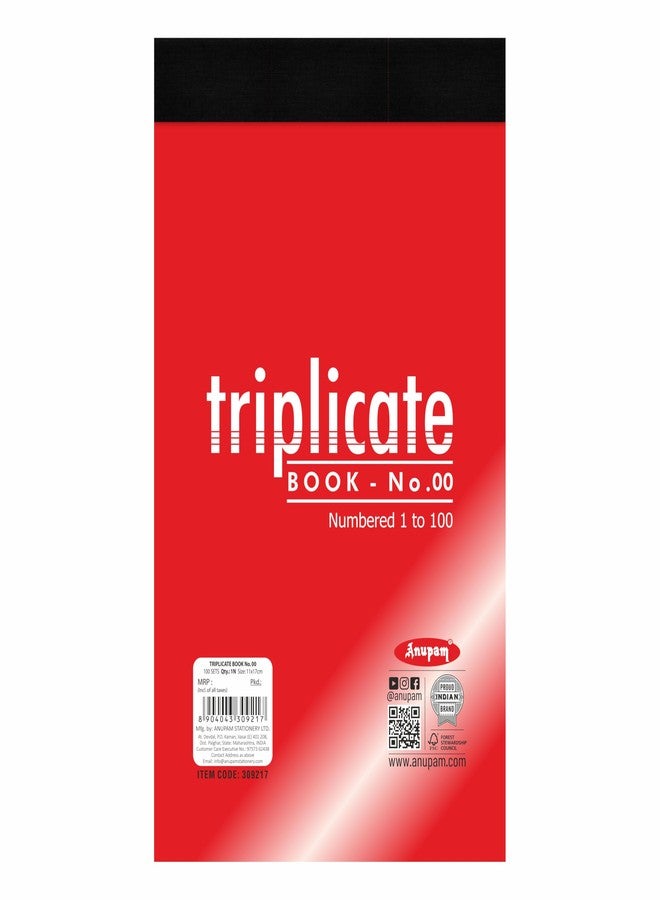 Anupam 11x19 cm Size Triplicate Book with Carbon & Index Ruled Sheets Pad for Replicate, Record, Organize and Work Order Receipt Book (Size : 00, Pack of 1) - Image 2