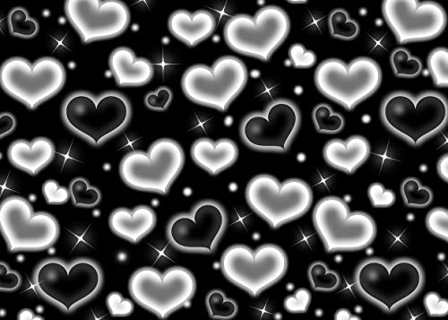LYCGS 7x5ft Black Heart Backdrop 90s Backdrops for Photoshoot Valentines Decor Banner Birthday Props X-14 - Image 1